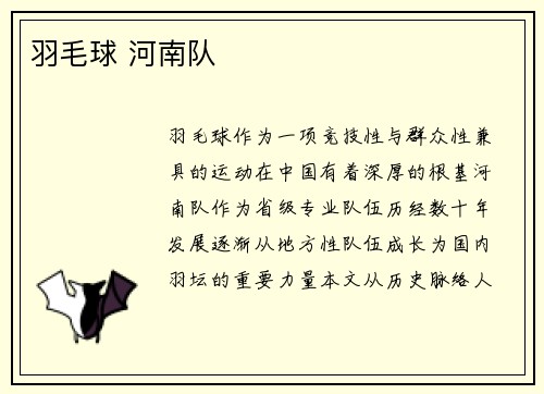 羽毛球 河南队