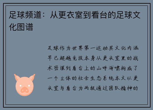 足球频道：从更衣室到看台的足球文化图谱