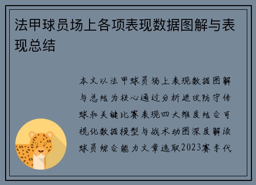 法甲球员场上各项表现数据图解与表现总结