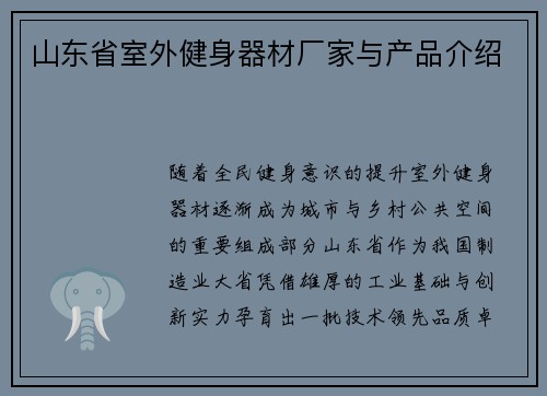 山东省室外健身器材厂家与产品介绍